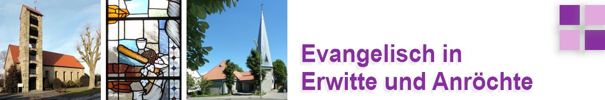 Ein Banner mit der Erwitter Christuskirche und der Anröchter Auferstehungskirche sowie dem Elia-Fenster